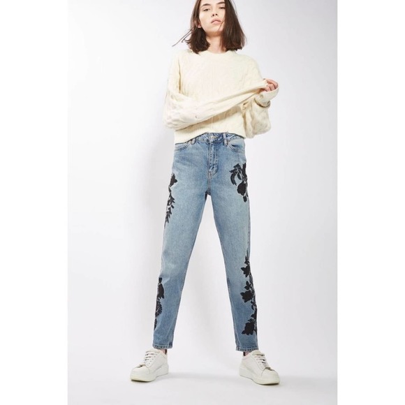 Topshop Moto Boyfriend Embroidered Jeans - Picture 2 of 7